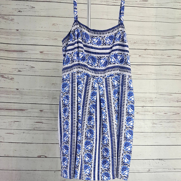 Ann Taylor Loft Blue White Floral 